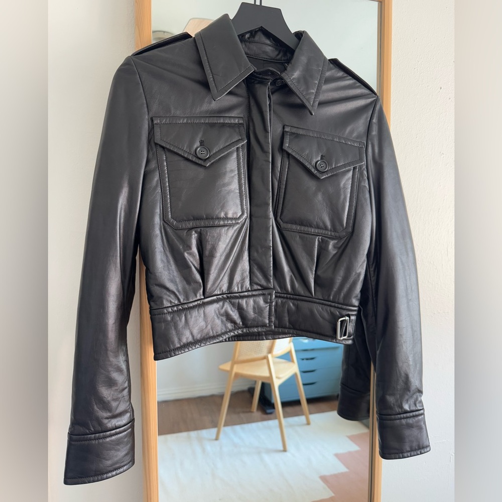 Helmut Lang Puffy Black Leather Biker Jacket
Pockets